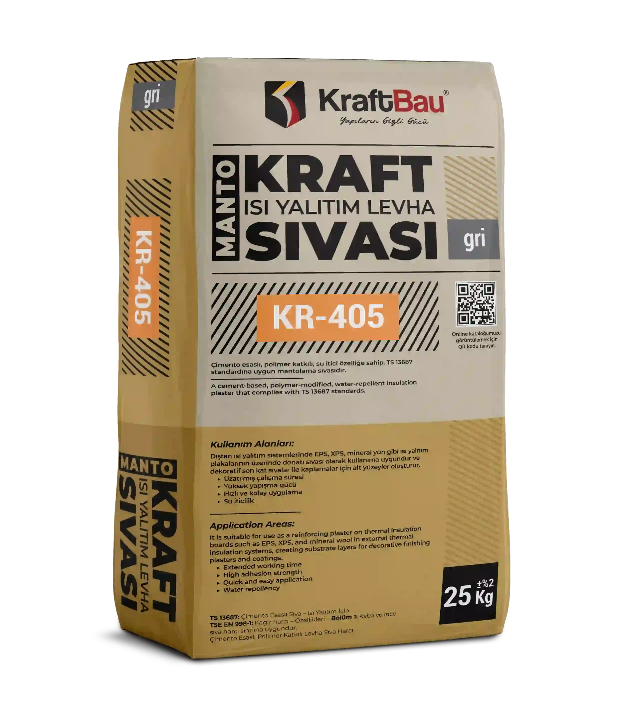 Manto Kraft Isı Yalıtım Levha Sıvası KR-405 Gri