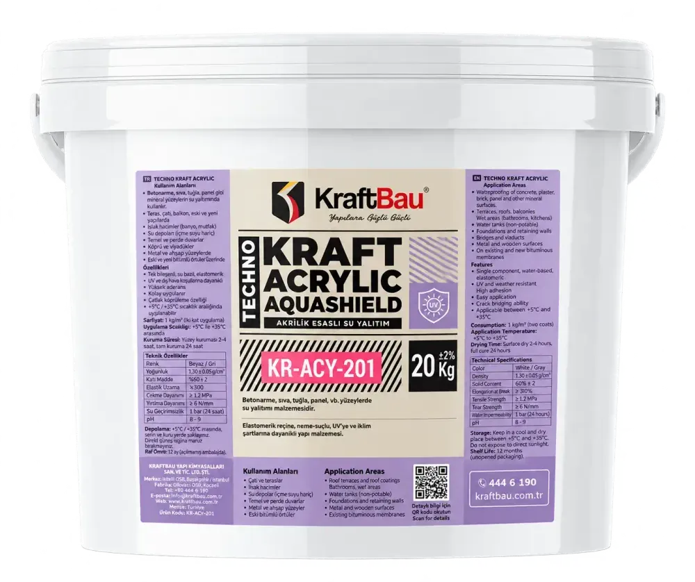 Techno Kraft Acrylic Aquashield 1K KR-ACY-201 (Beyaz-Gri-Kiremit Kırmızı, Yeşil)