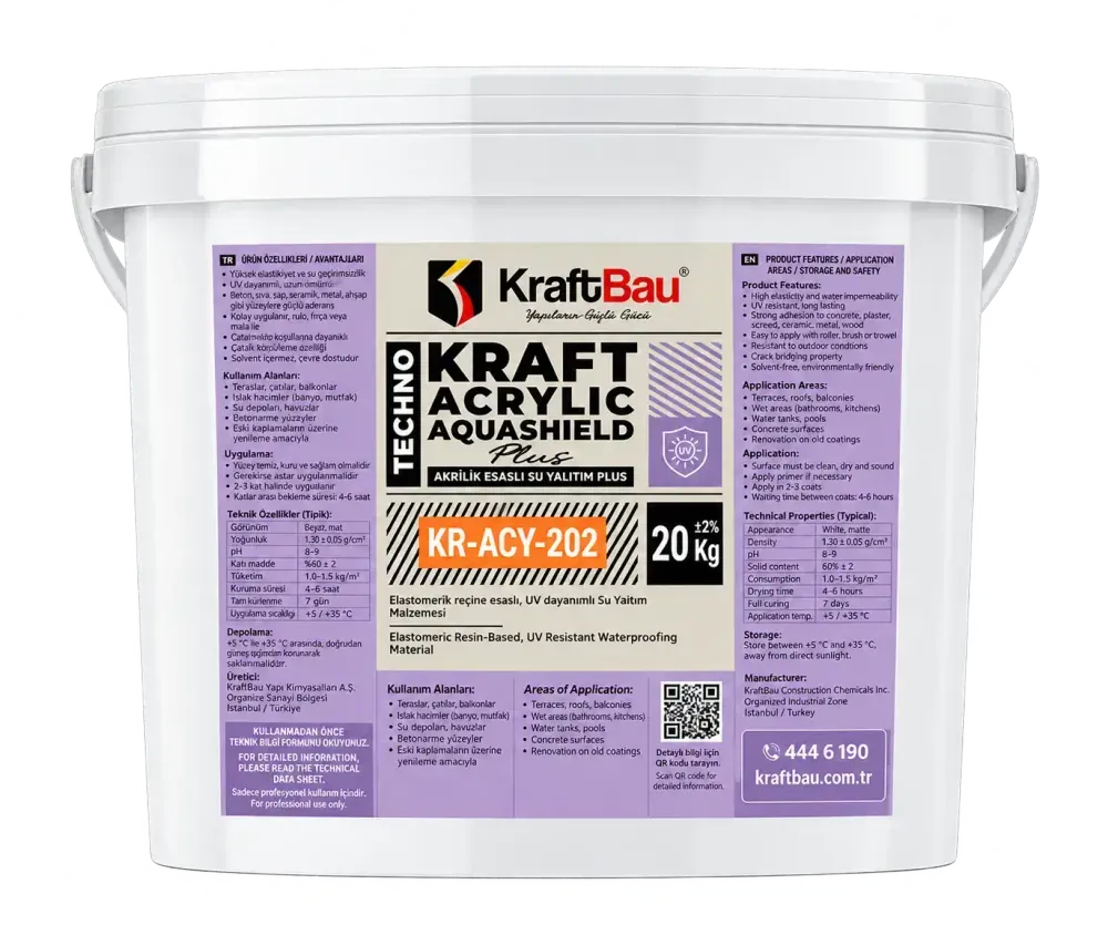 Techno Kraft Acrylic Aquashield Plus 1K KR-ACY-202 (Beyaz-Gri-Kiremit Kırmızı, Yeşil)